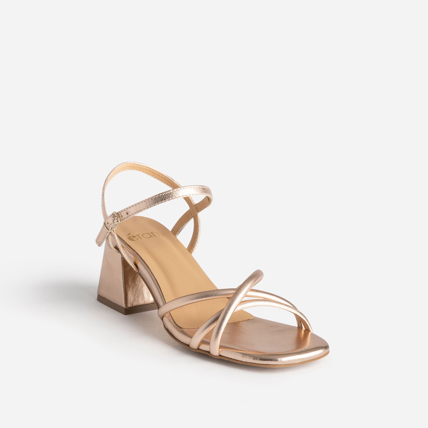 Copper pink leather sandal with a heel Sandals Women ERAM