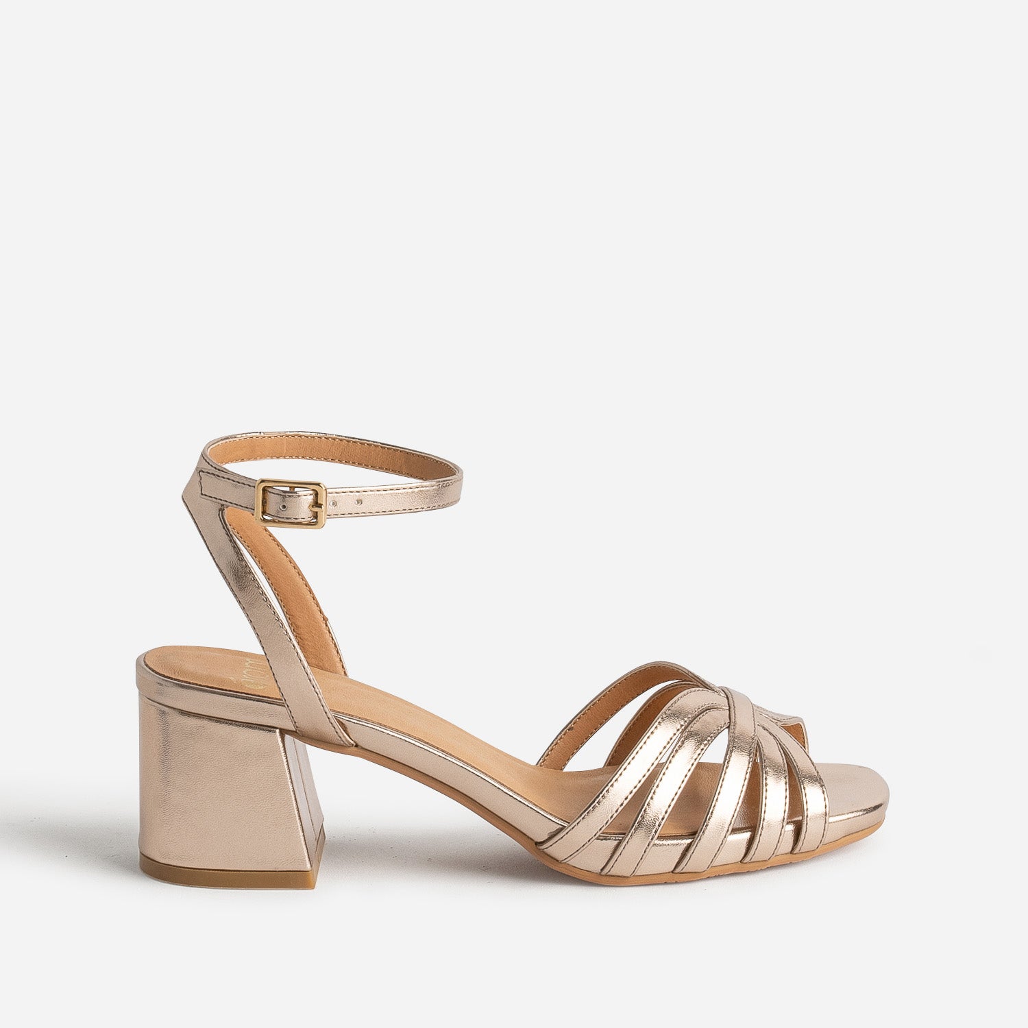 Champagne gold metallic strappy sandal