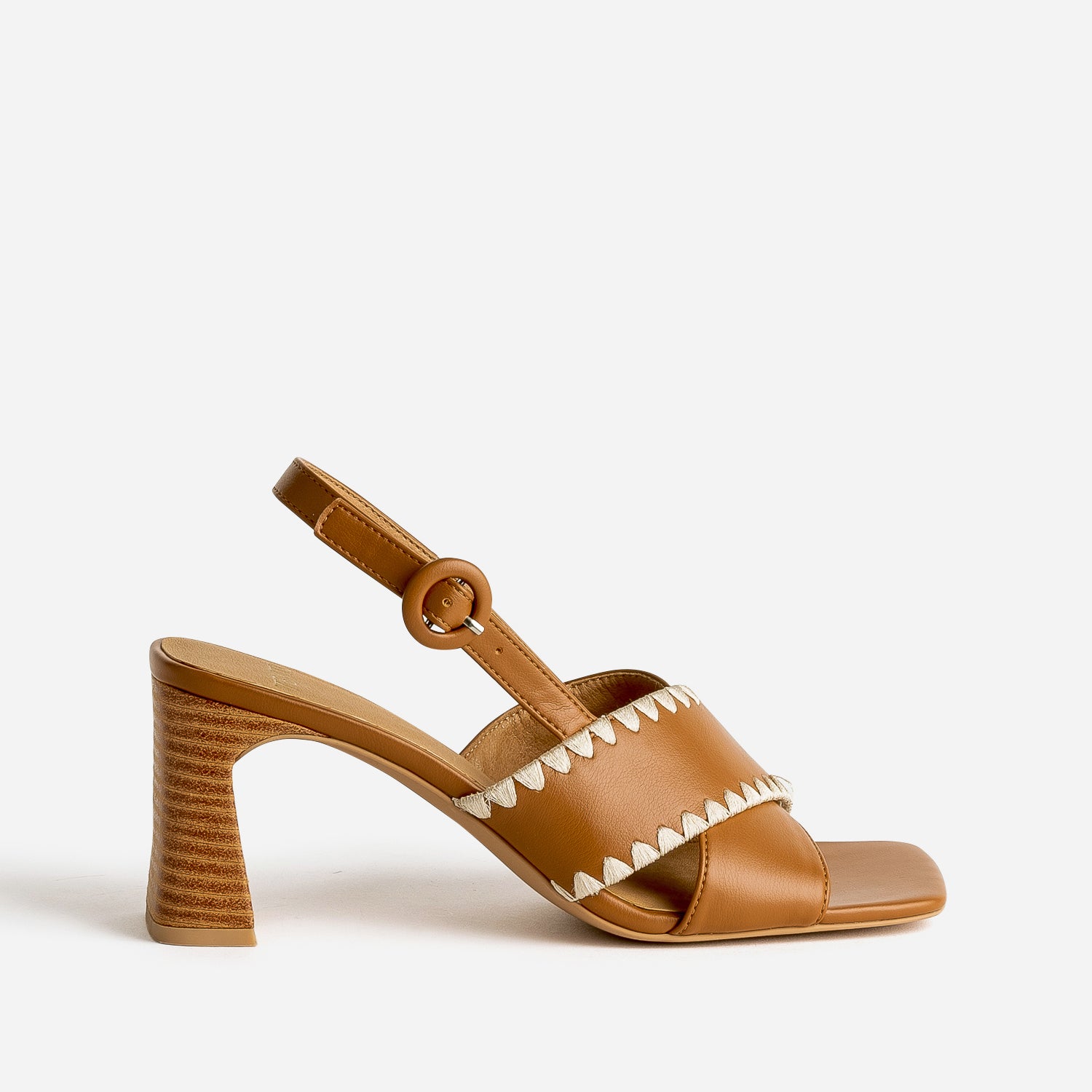 Brown leather sandal with heel Sandals Women ERAM