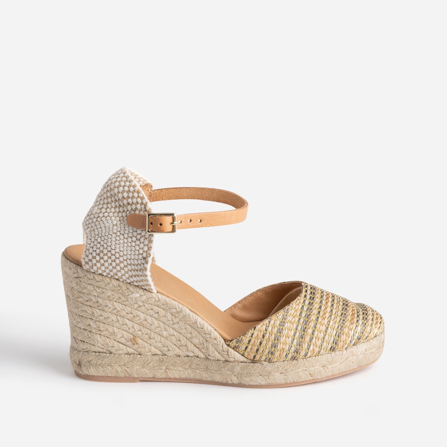Khaki brown beige camel plaited wedge espadrille Espadrilles Women ERAM
