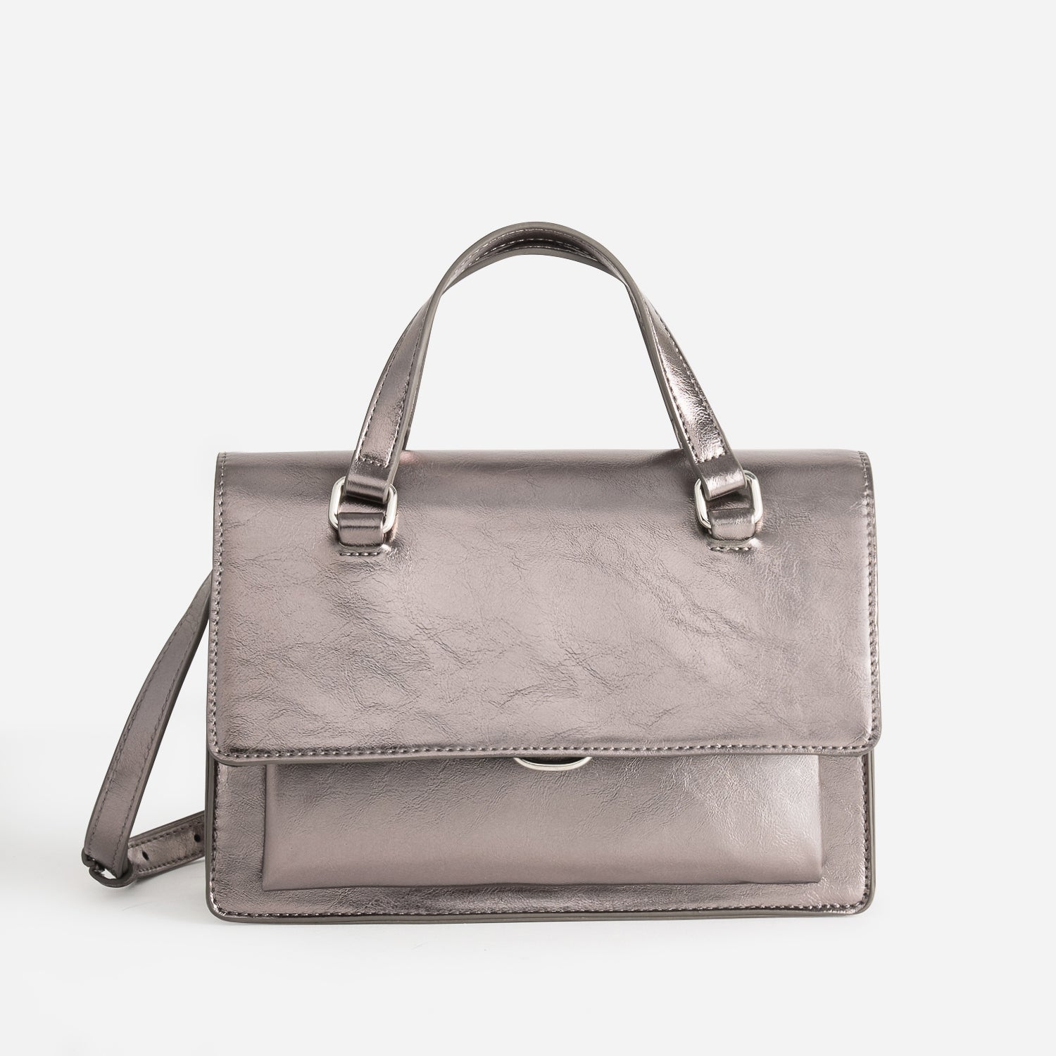 Grey metallic bag sales