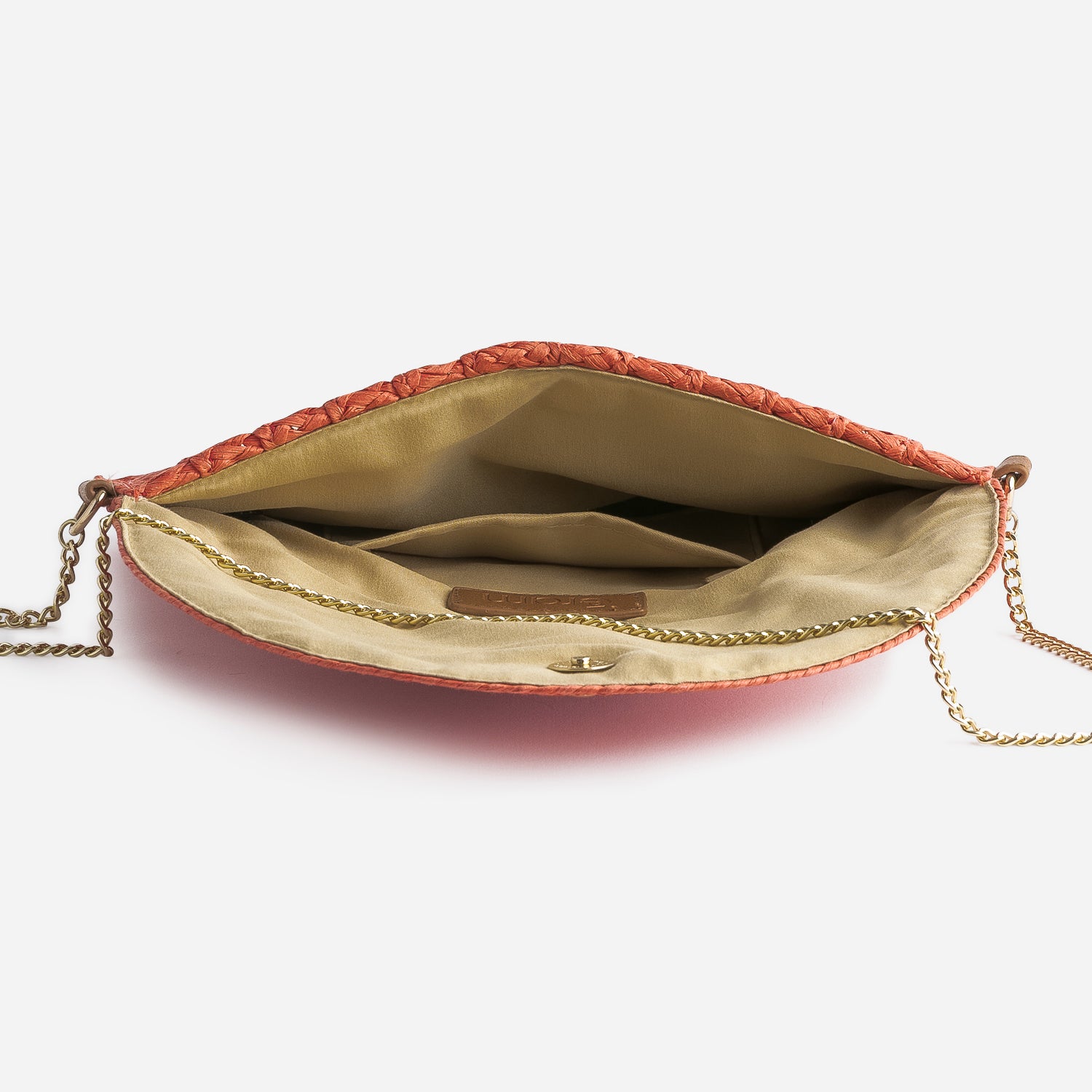 Orange and gold clutch bag sale