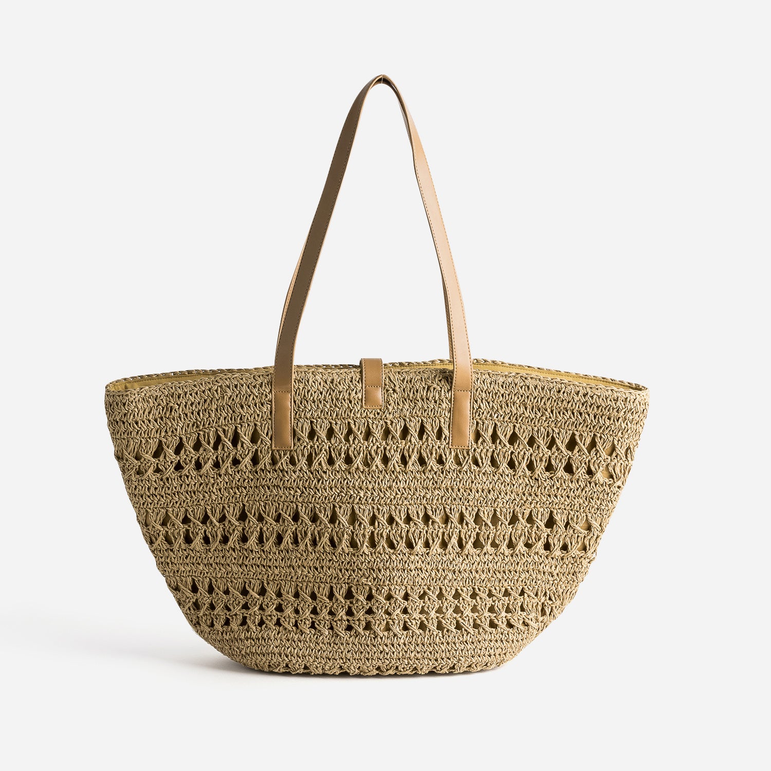 Dark beige woven raffia basket bag Tote bags Leather goods ERAM
